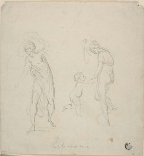 Two Sketches: Standing Woman, Woman Dancing with Child, n.d.