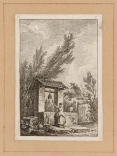 Plate Seven from Evenings in Rome, 1763/64. Well with ancient Roman carving.