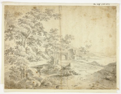 Landscape with Ruin by Water, n.d. Possibly by a follower of Jan Both.