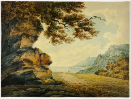 Two Figures Looking at Bay, c. 1790. Possibly after John "Warwick" Smith or Nicholas Pocock.