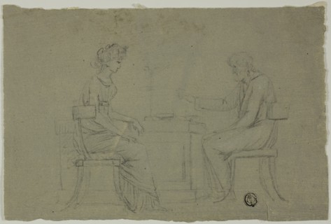 Man and Woman Seated at Table, n.d.