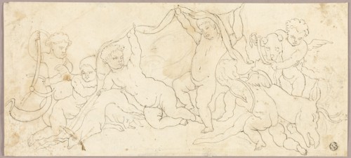 Putti at Play with Deer and Dog, n.d.