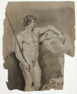 Standing Male Nude with Staff, n.d.