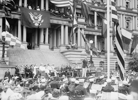 Flag Day - Flag Day Exercises, State, War And Navy Building. Wilson Speaking..., 1914. Creator: Harris & Ewing.