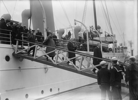 French Commission To U.S. Arriving at Navy Yard On 'Mayflower', 1917.