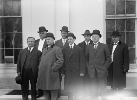 Illinois Vice Commission, Mr. Scoutten; Edmund Beall; T. Jeff Tossey; Rep. J.T. Mcdermott..., 1913. Creator: Harris & Ewing.