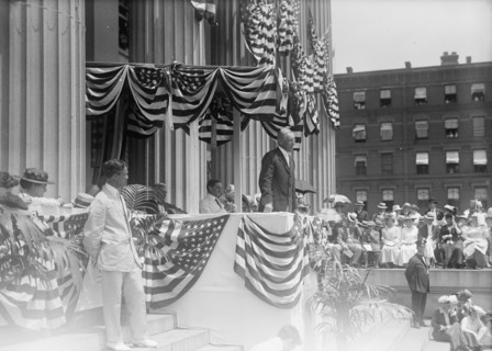 Liberty Loans - Wilson Speaking, Seated: Daniels; Mcadoo; Lansing, 1917.