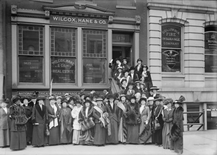 New Jersey Woman Suffrage Group Leaving Headquarters For White House, 1913.