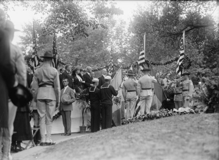 Plattsburg. Reserve Officers Training Camp - Regular Army Officers in Comman, Right, Talking To Some D.C. Man, 1916.