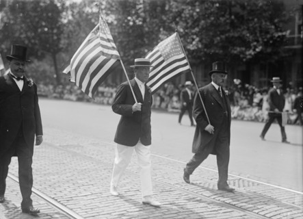 Preparedness Parade - President Wilson, William F. Gude, And Randolph Kauffmann Leading..., 1916. Creator: Harris & Ewing.
