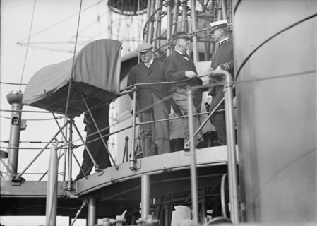 Target Practice - Daniels, Josephus, Secretary of The Navy, 1913-1921; Garrison, Lindley..., 1913. Creator: Harris & Ewing.