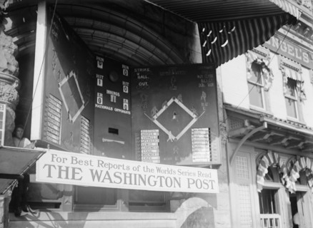 Washington Post Sponsored "Bulletin Board" For The 1912 Boston Al Vs. New York Nl World Series (Baseball), 1912.