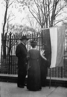 Woman Suffrage - David Starr Jordan And Wife Talking with White House Picket, 1917.