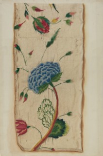 Crewel Embroidered Bed Curtain, c. 1937.