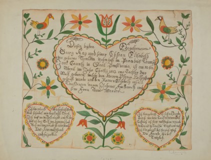 Fraktur - Birth and Baptismal Certificate, 1935/1942.