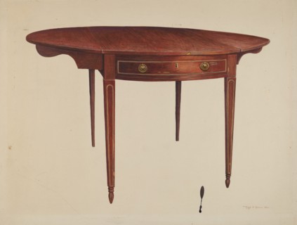 Hepplewhite Drop Leaf Table, c. 1942.