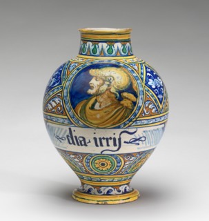 Drug jar with the head of a warrior, c. 1540/1550.