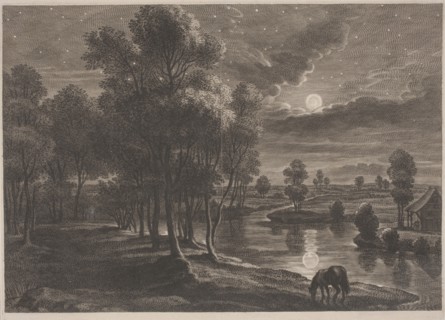 Moonlit River Landscape.