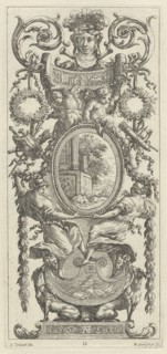 Ornamental Panel Surmounted with a Head Flanked by Foliage, 1647.