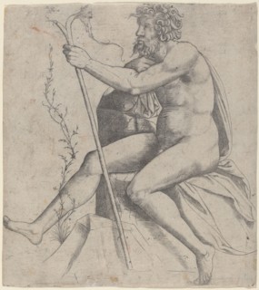 Man Seated Holding a Forked Staff, c. 1514/1515.