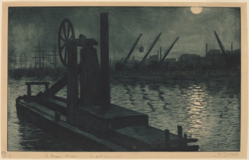 La Drague Dieppe (A Dredger in Dieppe Harbor by Moonlight), c. 1885.