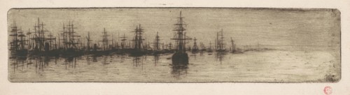 Tall Ships in a Harbor, c. 1880.