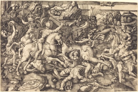 Combat between Horsemen and Foot Soldiers.