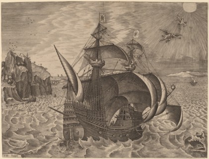 Armed Three-Master with Daedalus and Icarus in the Sky, 1565.
