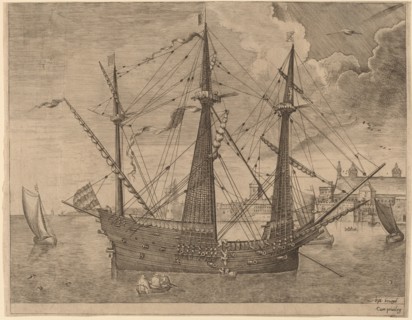 Armed Three-Master Anchored near a City, 1565.