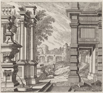 Architectural Fantasy with a Fountain, Classical Ruins, and a Bridge, before 1753.