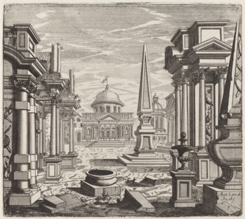 Architectural Fantasy with Obelisks, Ruins, and a Piazza, before 1753.