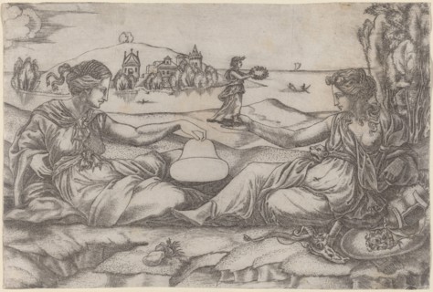 Two Allegorical Figures (Roma and Liberty?).