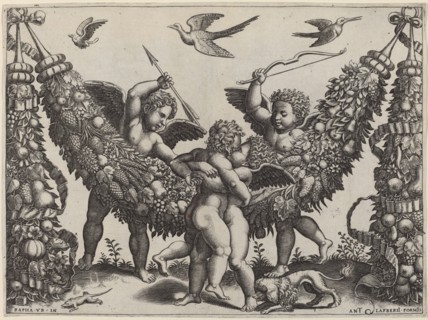 Two Putti...Striking Another Who Is Squeezing a Child.