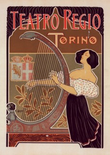 Affiche italienne pour le "Théâtre royal de Turin", c1899. [Publisher: Imprimerie Chaix; Place: Paris]