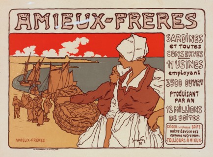 Affiche pour les "Sardines Amieux"., c1899. [Publisher: Imprimerie Chaix; Place: Paris]