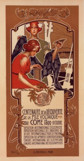 Affiche italienne pour le "Centenaire de la Découverte de la Pile Voltaïque", c1899. Creator: Adolf Hohenstein.