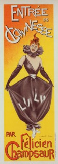 Affiche pour une "Entrée de Clownesse", par Félicien Champsaur., c1900. [Publisher: Imprimerie Chaix; Place: Paris]