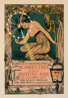Affiche italienne pour l' "Incandescence par le Gaz, Système Auer", c1897. [Publisher: Imprimerie Chaix; Place: Paris]