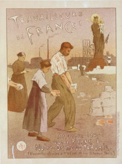 Affiche pour : "Notre-Dame du Travail"., c1900. [Publisher: Imprimerie Chaix; Place: Paris]