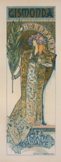 Affiche pour le Théâtre de la Renaissance, "Gismonda"., c1896. [Publisher: Imprimerie Chaix; Place: Paris]