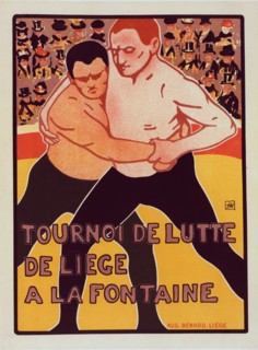 Affiche belge pour un "Tournoi de Lutte"., c1900. [Publisher: Imprimerie Chaix; Place: Paris]