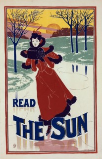 Affiche américaine pour le journal "The Sun", c1900. [Publisher: Imprimerie Chaix; Place: Paris]