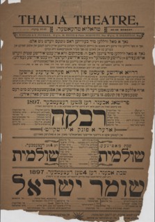 Rivkeh, oder a funk Idishkeyt, c1897. Creator: Thalia Theatre.