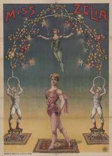 Publicity poster of aeralist Miss Zélia, c1890 - 1900. Creator: Unknown.