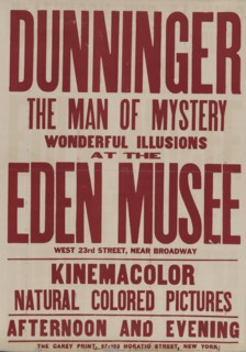 Dunninger at the Eden Musee (red variant), c1913 - 1914. [Publisher: The Carry Print; Place: New York]