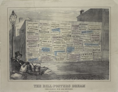 The bill-poster's dream, c1862.   Additional Title(s): Cross readings to be read downwards.