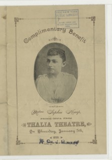 Mdme. Sophie Karp, c1893-01-05. [Publisher: Thalia Theatre; Place: New York]