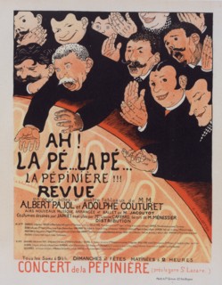 Affiche pour la Revue 'Ah! la Pé.. la Pé.. la Pépinière'., c1898. [Publisher: Imprimerie Chaix; Place: Paris]