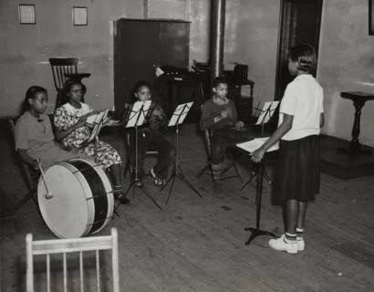Central Brooklyn Music Center, percussion students, 1938.