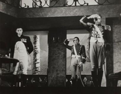 Two soldiers, saluting, 1938.
